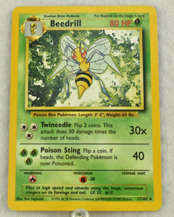 Pokemon TCG Beedrill Base Set 17/102 Non Holo English Vintage 1999 - Image 1