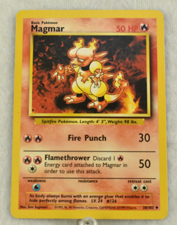 Pokemon TCG Magmar Base Set 36/102 Uncommon Non Holo Vintage 1999 - Image 1