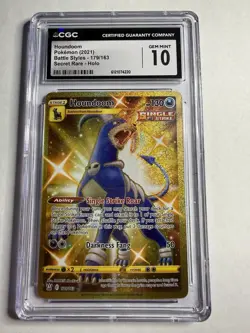 Pokemon Battle Styles CGC 10 Houndoom 179/163 Secret Rare Shiny Gold - Image 1