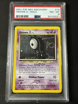 2001 Pokemon Neo Discovery #14 Unown A Holo PSA 8 NM-MT - Image 1