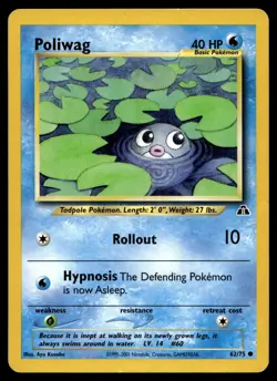 Poliwag 62/75 Pokemon Neo Discovery Unlimited Non Holo (MP) - Image 1