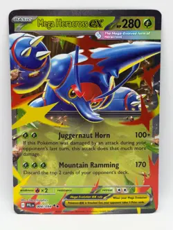 Mega Heracross ex 004/094 Phantasmal Flames NM Double Rare Holo Pokemon TCG - Image 1