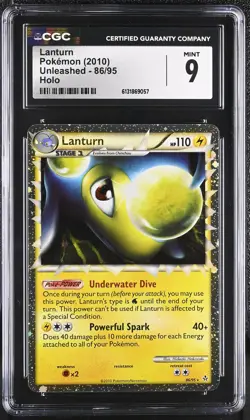 CGC 9 MINT Lanturn 86/95 Unleashed Holo Pokemon Card - Image 1
