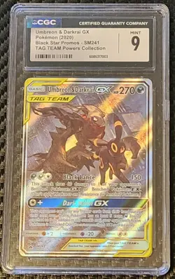 CGC MINT 9 Pokemon Umbreon & Darkrai GX Black Star Promo SM241 POWERS Collection - Image 1