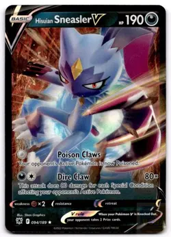 Hisuian Sneasler V 094/189 Holo V Rare Astral Radiance Pokemon Holo Near Mint - Image 1