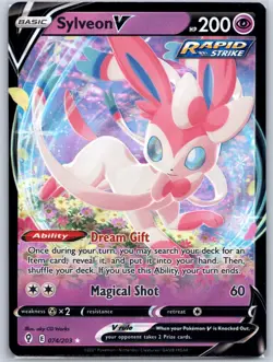 Sylveon V 074/203 Near Mint SWSH07: Evolving Skies Pokemon Shipnow - Image 1