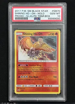 2017 POKEMON SM BLACK STAR PROMO #SM70 SHINING HO-OH-HOLO PSA 10 - Image 1