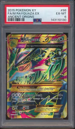2015 Pokemon XY 98 Full Art M Rayquaza EX Ancient Origins PSA 6 - 143110130 - Image 1