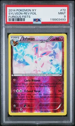 2014 POKEMON XY FURIOUS FISTS #72 SYLVEON-REVERSE FOIL PSA 9 - Image 1