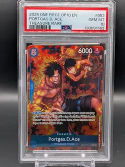 2025 One Piece English Royal Blood Portgas D. Ace Treasure Rare OP08-052 PSA 10 - Image 1