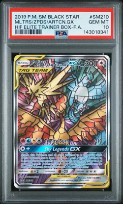2019 POKEMON SM BLACK STAR PROMO FULL ART/MOLTRES & ZAPDOS & ARTICUNO GX PSA 10 - Image 1