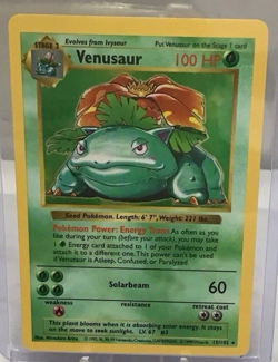 Pokemon Venusaur Base Set Holo Rare Shadowless 100 HP 15/102 Wizards 1999 Card - Image 1