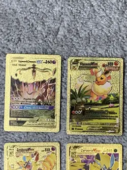 Set of 10 Espeon,Flareon,Jolteon+ Blackstar Promo Gold Accent Foil Fan Art Cards - Image 3