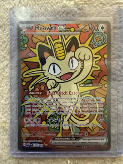 Pokemon Meowth EX 121/088 POR EN Holo Rare Cat Basic Card English - Image 1