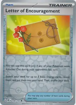 Letter of Encuragement - 189/197 - Uncommon - Reverse Holo NM, English Pokemon O - Image 1