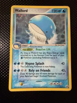 Pokemon TCG Wailord EX Legend Maker Holo Rare 14/92 2006 120 HP - Image 1