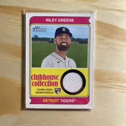 Riley Greene 2023 Topps Heritage Rookie Clubhouse Collection Game-Used CCR-RG - Image 1