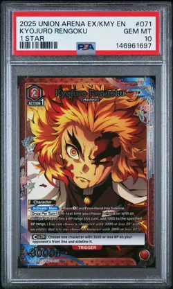 2025 UNION ARENA DEMON SLAYER VOL.2 071 KYOJURO RENGOKU 1 STAR PSA 10 GEM MINT - Image 1