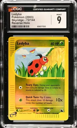 CGC 9 MINT Ledyba 72/144 Skyridge REVERSE Holo Vintage WOTC 2003 Pokemon Card - Image 1