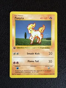Pokemon Card - Ponyta Base Set (Shadowless) 60/102 Common 1st Edition - Image 1