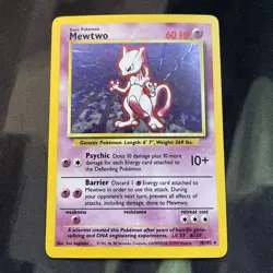 Mewtwo Base Set Holo 10/102 Pokemon Card Psychic Type MP Condition - Image 1
