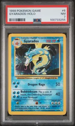 1999 Pokemon TCG Gyarados 6/102 Base Set Holo Rare PSA 7 100 HP - Image 1