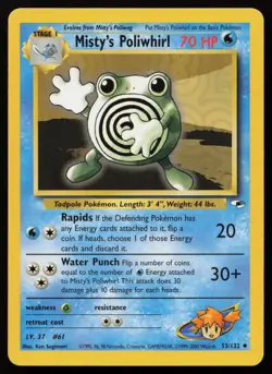 Misty's Poliwhirl 53/132 Unlimited Uncommon Gym Heroes Pokemon NM - Image 1