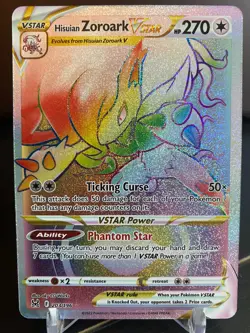 Pokemon Hisuian Zoroark VSTAR 203/196 Lost Origin Rainbow Secret Rare Holo - Image 1