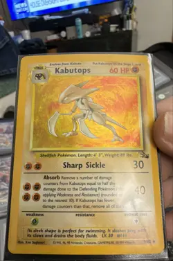 Kabutops 9/62 Fossil Holo MP HP Pokemon Z117 - Image 1