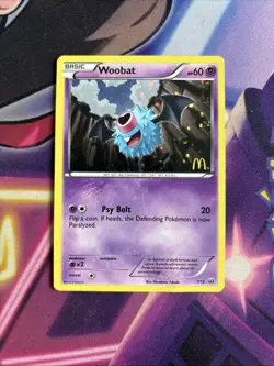 Woobat - 7/12 - Pokemon McDonald's Promos Holo 2012 Small Crease Still Nice - Image 1