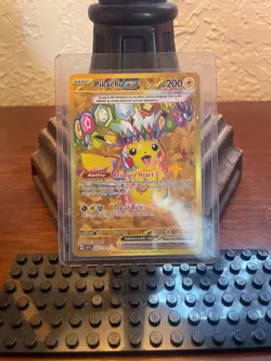 Pokemon TCG Pikachu Ex 247/191 Hyper Rare Gold Surging Sparks Full Art NM - Image 1