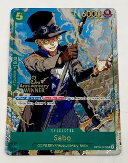 One Piece Sabo 3rd Anniversary Stamped Winner Gold Foil Promo English OP09-027 - Image 1