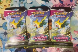 Pokemon TCG Sword&Shield Fusion Strike Sleeved Booster Pack New and Sealed x3 - Image 1