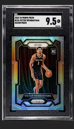 2023-24 Panini Prizm Victor Wembanyama #136 Silver Prizm Rookie RC SGC 9.5 - Image 1