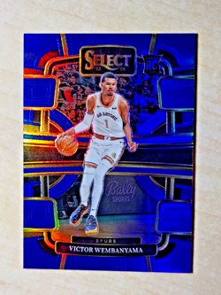 VICTOR WEMBANYAMA 2023-24 Panini Select Concourse Blue Prizm Holo Rookie RC 87 - Image 1
