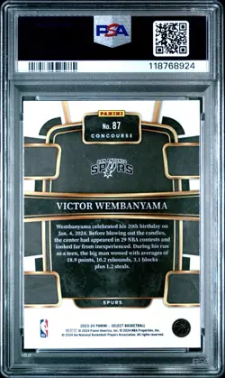 2023-24 Select Victor Wembanyama Concourse #87 (RC) PSA 10 Gem Mint Spurs - Image 2