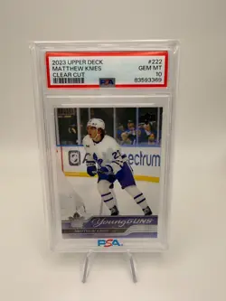 2023-24 Upper Deck Series 1 Clear Cut Young Guns Matthew Knies #222 (RC) PSA 10 - Image 1