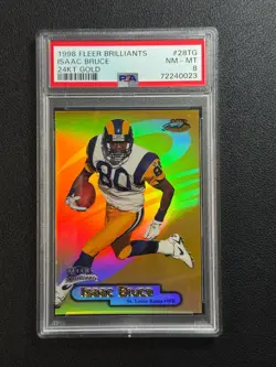 ISAAC BRUCE PSA 8 1998 FLEER BRILLIANTS 24KT GOLD 24 KARAT 10/24 RAMS - Image 1