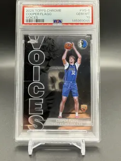 ROTY Cooper Flagg 2025-26 Topps Chrome RC Voices #VS-6 Rookie PSA 10 -Mavericks - Image 1