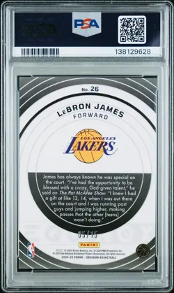 2024🔥/15🔥Panini Obsidian Equinox LeBron James Electric Etch💎PSA Gem Mint 10💎 - Image 2
