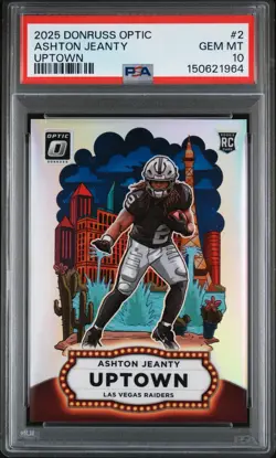 2025 PANINI DONRUSS OPTIC UPTOWN #2 ASHTON JEANTY [RC] PSA 10 - Image 1