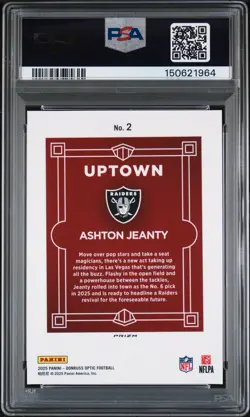 2025 PANINI DONRUSS OPTIC UPTOWN #2 ASHTON JEANTY [RC] PSA 10 - Image 2