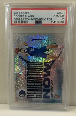 2025 Topps Cooper Flagg Foil RC PSA 10 GEM MINT Generation Now Holo Rookie Card - Image 1