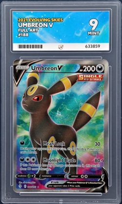 Pokemon Umbreon V Full Art Holo Rare Evolving Skies 188 2021 Ace Mint 9 - Image 1