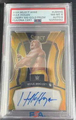 HULK HOGAN PSA 8 2024 PANINI SELECT WWE #LS-HHG LEGENDARY AUTO GOLD PRIZM 4/10 - Image 1