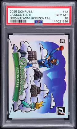 2025 Donruss Jaxson Dart - Downtown! Horizontal - PSA 10 - Giants (RC) - Image 1