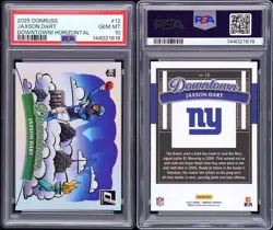 2025 Donruss Jaxson Dart - Downtown! Horizontal - PSA 10 - Giants (RC) - Image 3