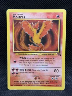 Pokemon Moltres 27/62 Fossil Non-Holo Rare Vintage WOTC Pokemon LP Card TCG Vtg - Image 1
