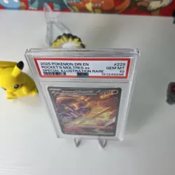 PSA 10 GEM MINT Team Rocket's Moltres ex 229/182 Destined Rivals SIR Holo - Image 5