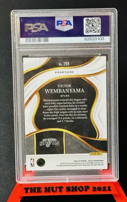 Victor Wembanyama 2023-24 Panini Select Courtside Rookie PSA 10 #288 SP Spurs RC - Image 2